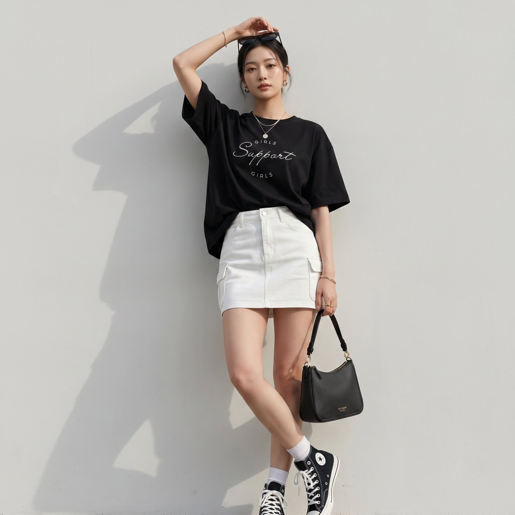 Áo thun nữ LOREN girls support đen A2676