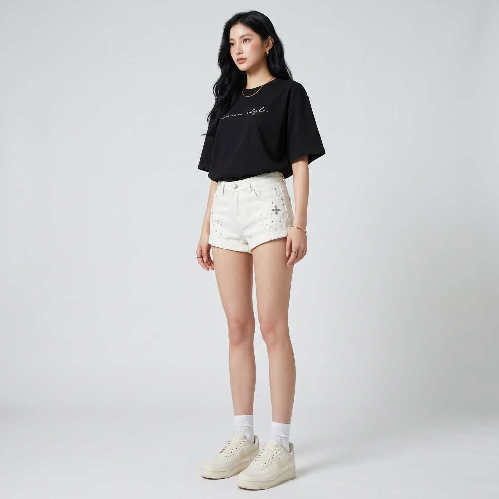 Áo thun nữ LOREN chữ Loren style đen A2742