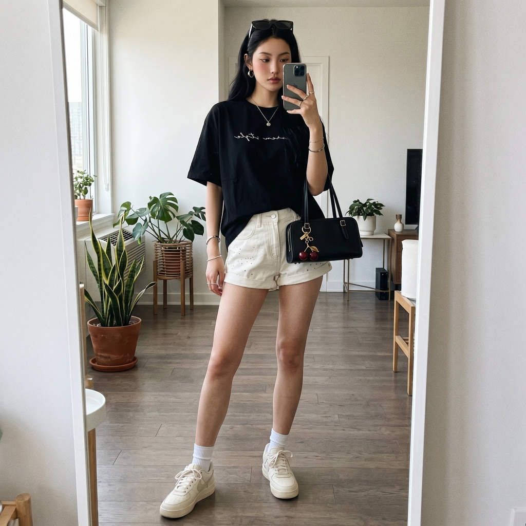 Áo thun nữ LOREN chữ Loren style đen A2742