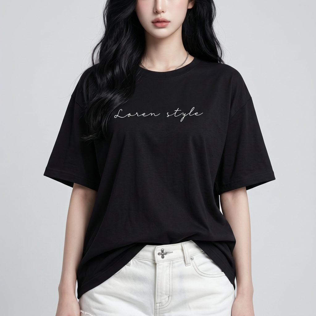 Áo thun nữ LOREN chữ Loren style đen A2742