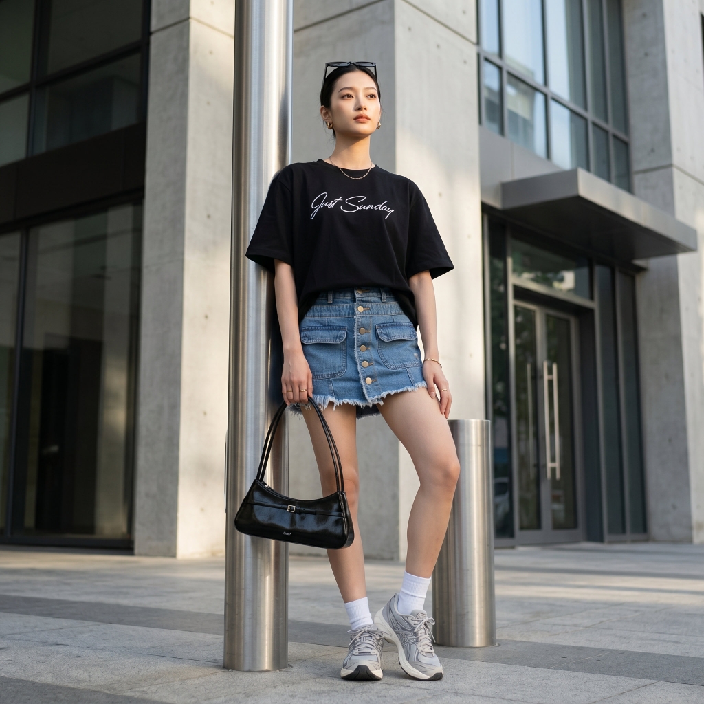 Áo thun nữ LOREN chữ Gust sunday đen A2745