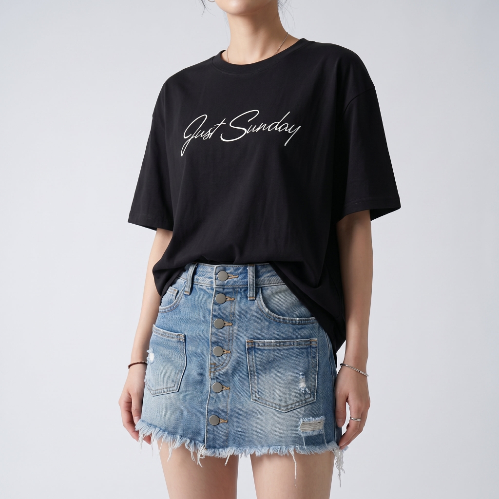 Áo thun nữ LOREN chữ Gust sunday đen A2745