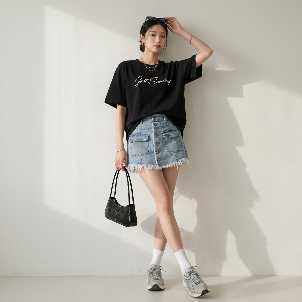 Áo thun nữ LOREN chữ Gust sunday đen A2745