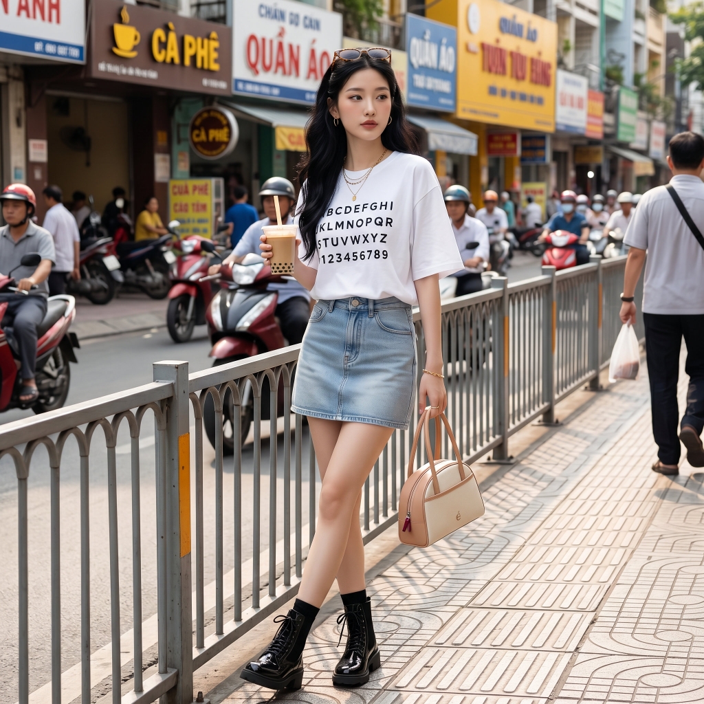Áo thun nữ LOREN in chữ trắng A2769