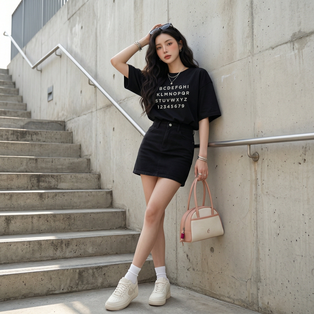Áo thun nữ LOREN in chữ đen A2770