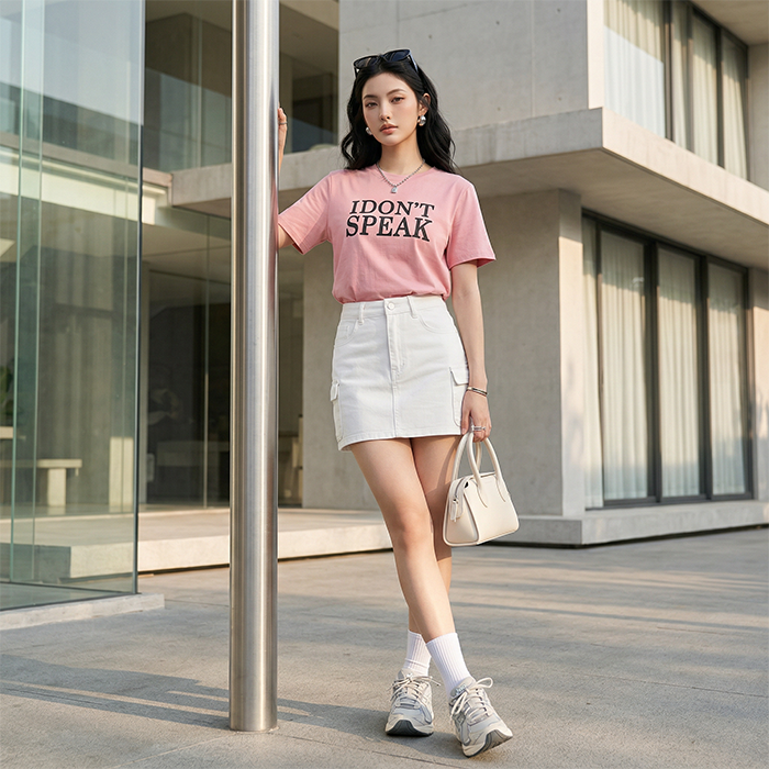 Áo thun nữ LOREN Speak ngắn tay A2965