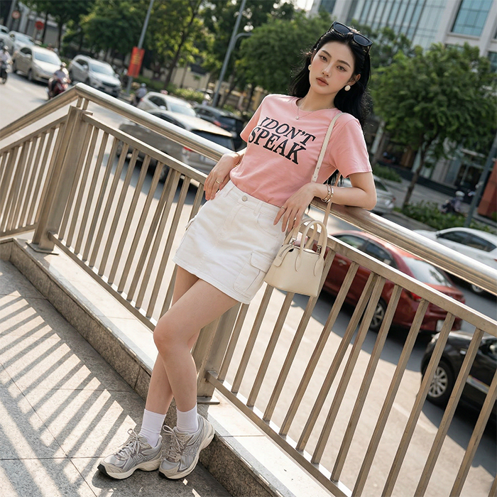 Áo thun nữ LOREN Speak ngắn tay A2965