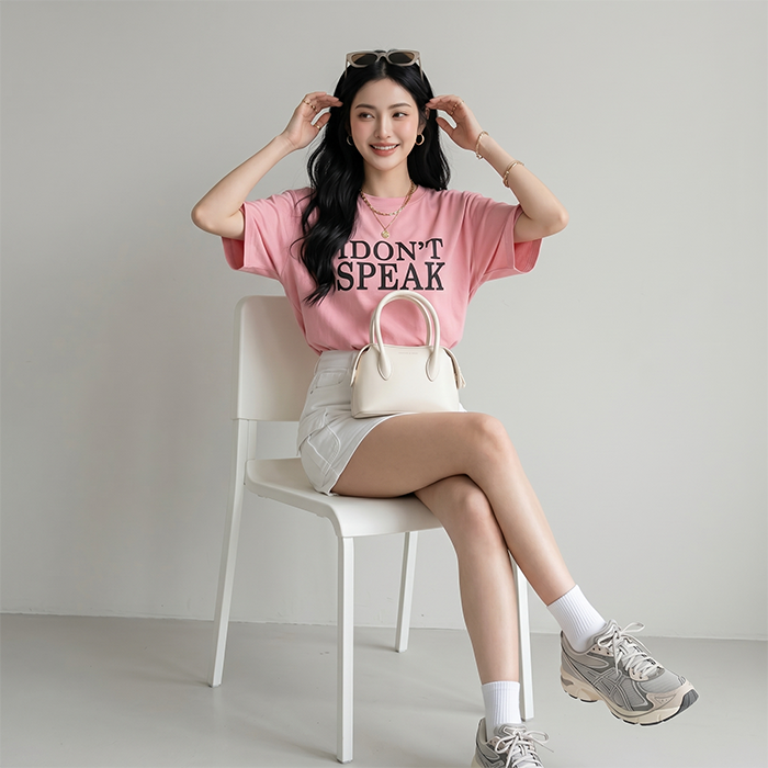 Áo thun nữ LOREN Speak ngắn tay A2965