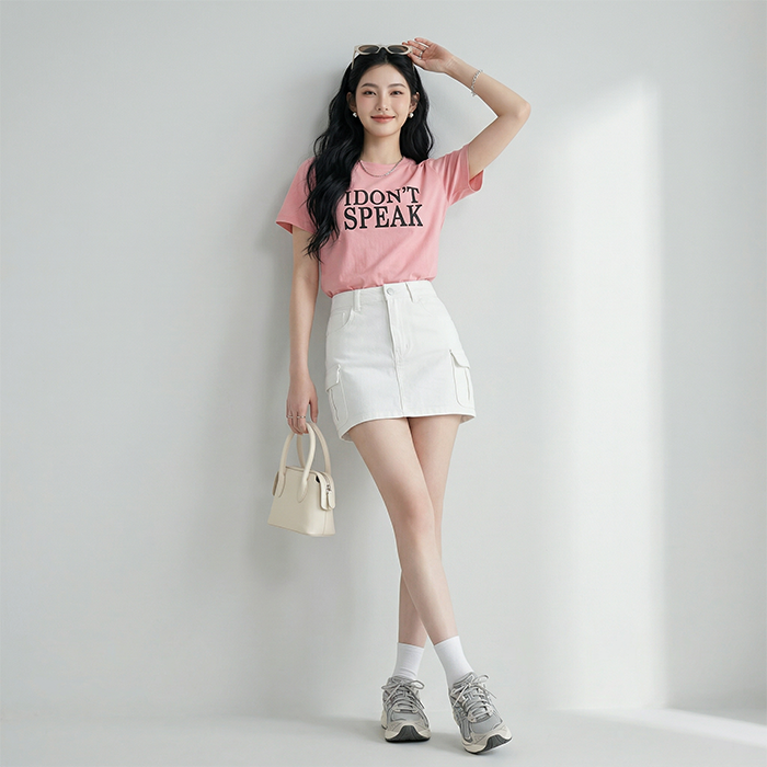 Áo thun nữ LOREN Speak ngắn tay A2965