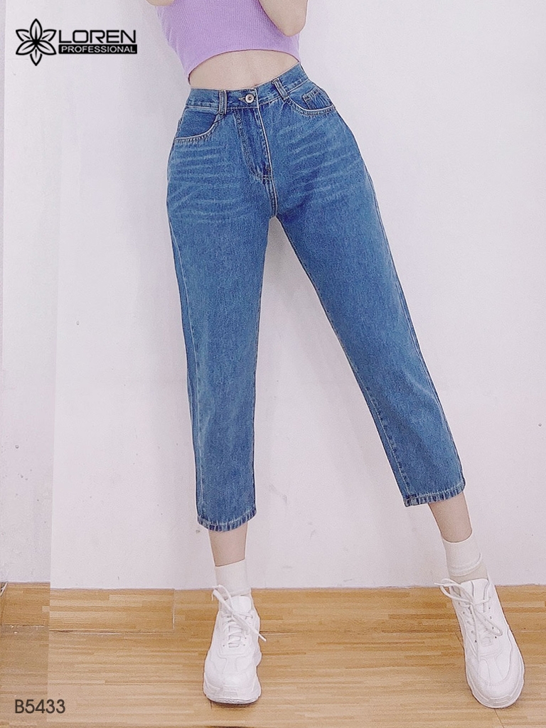 Quần jean baggy LOREN trơn xanh B5433