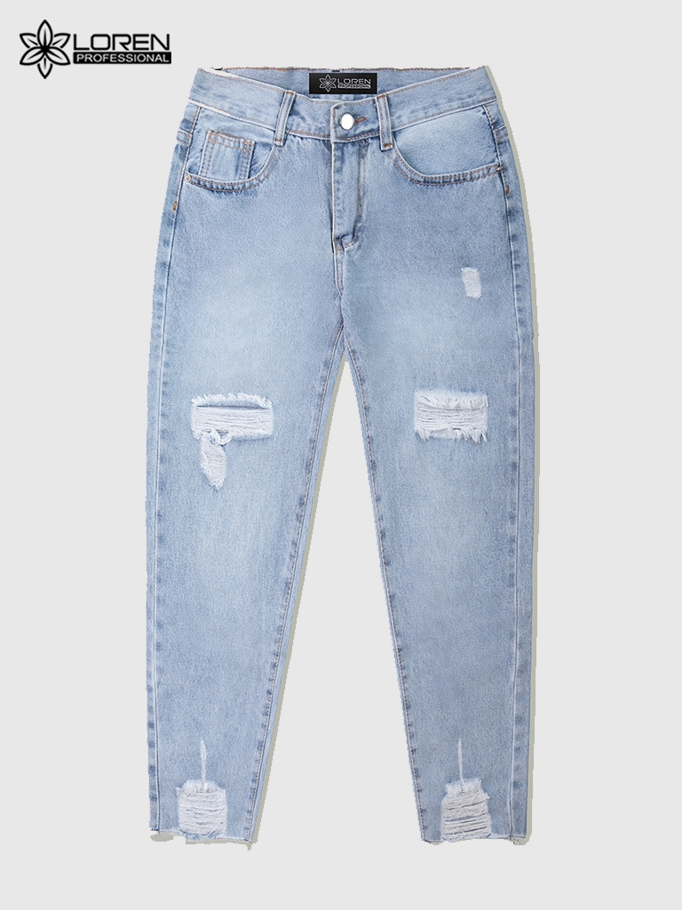 Quần jean baggy LOREN rách tua B51035
