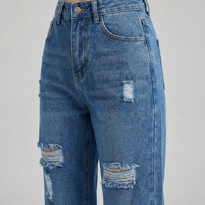 Quần jean baggy LOREN rách tua B51035