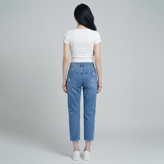 Quần jean baggy LOREN rách tua B51035