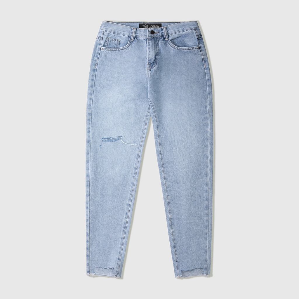 Quần jean baggy LOREN rách tua B51036