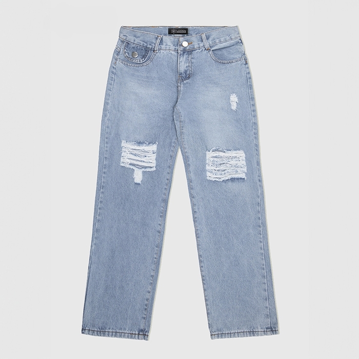 Quần jean nữ LOREN ống rộng rách B51061
