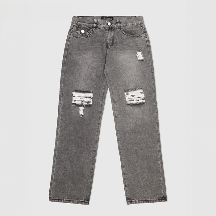 Quần jean nữ LOREN ống rộng rách B51061