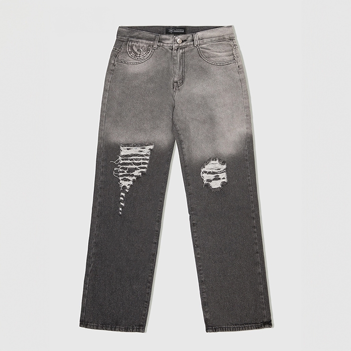 Quần jean nữ LOREN ống rộng wash B51062