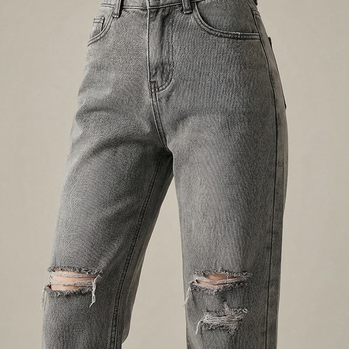 Quần jean baggy nữ LOREN wash rách B51107