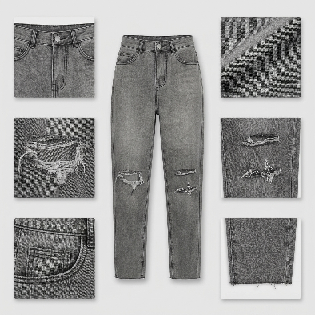Quần jean baggy nữ LOREN wash rách B51107