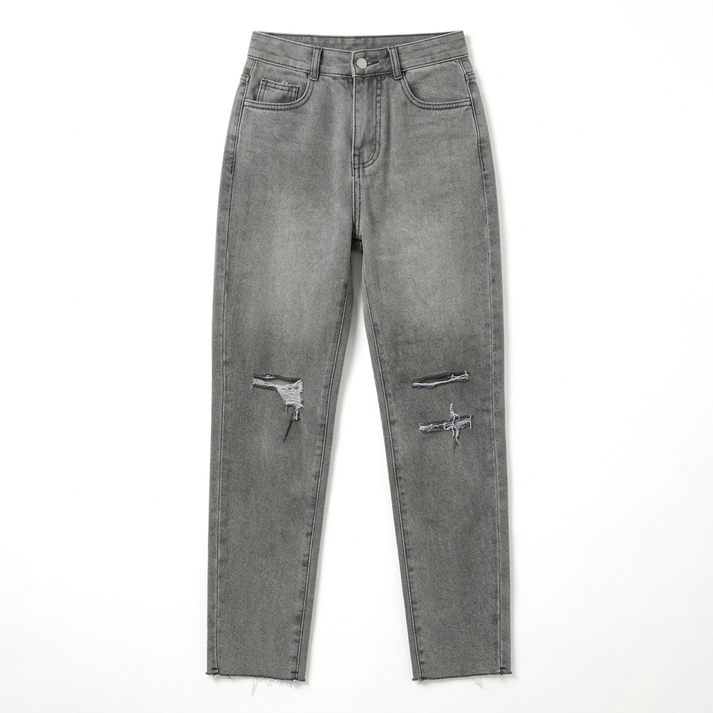 Quần jean baggy nữ LOREN wash rách B51107