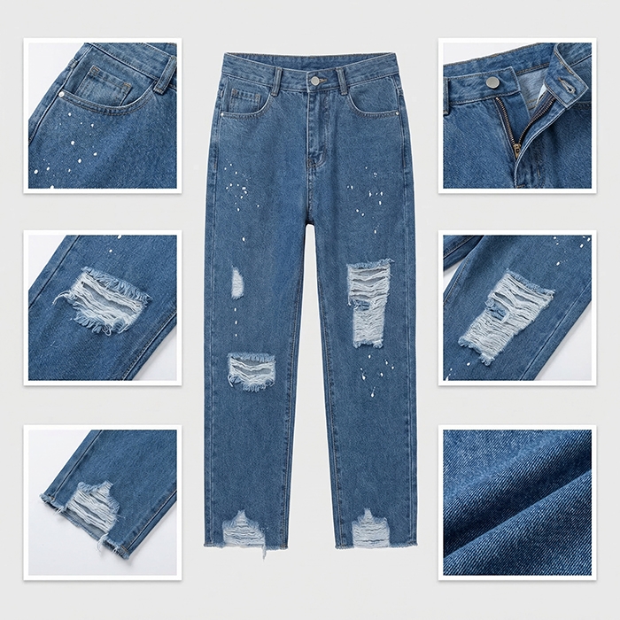 Quần jean baggy LOREN rách tua B5145