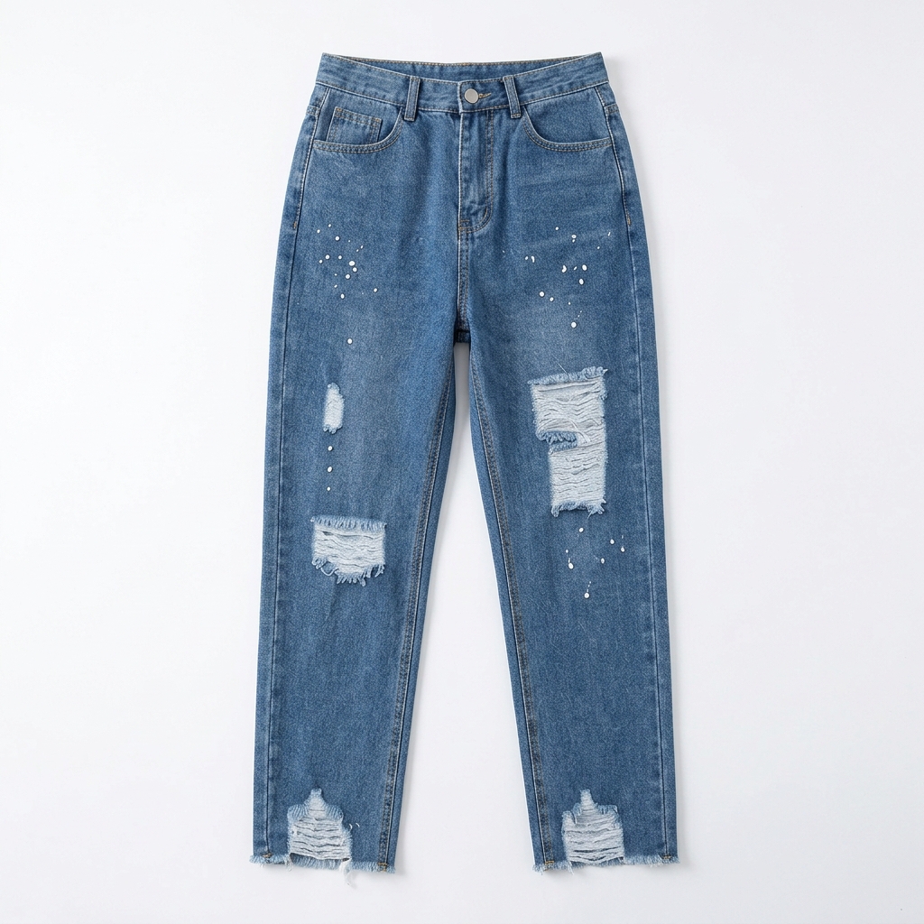 Quần jean baggy LOREN rách tua B5145