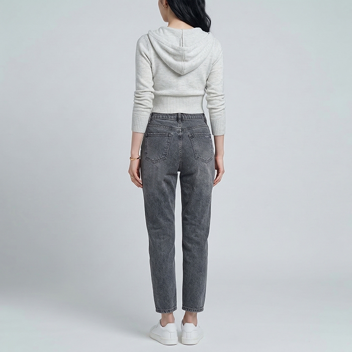 Quần jean baggy LOREN rách xám B5193