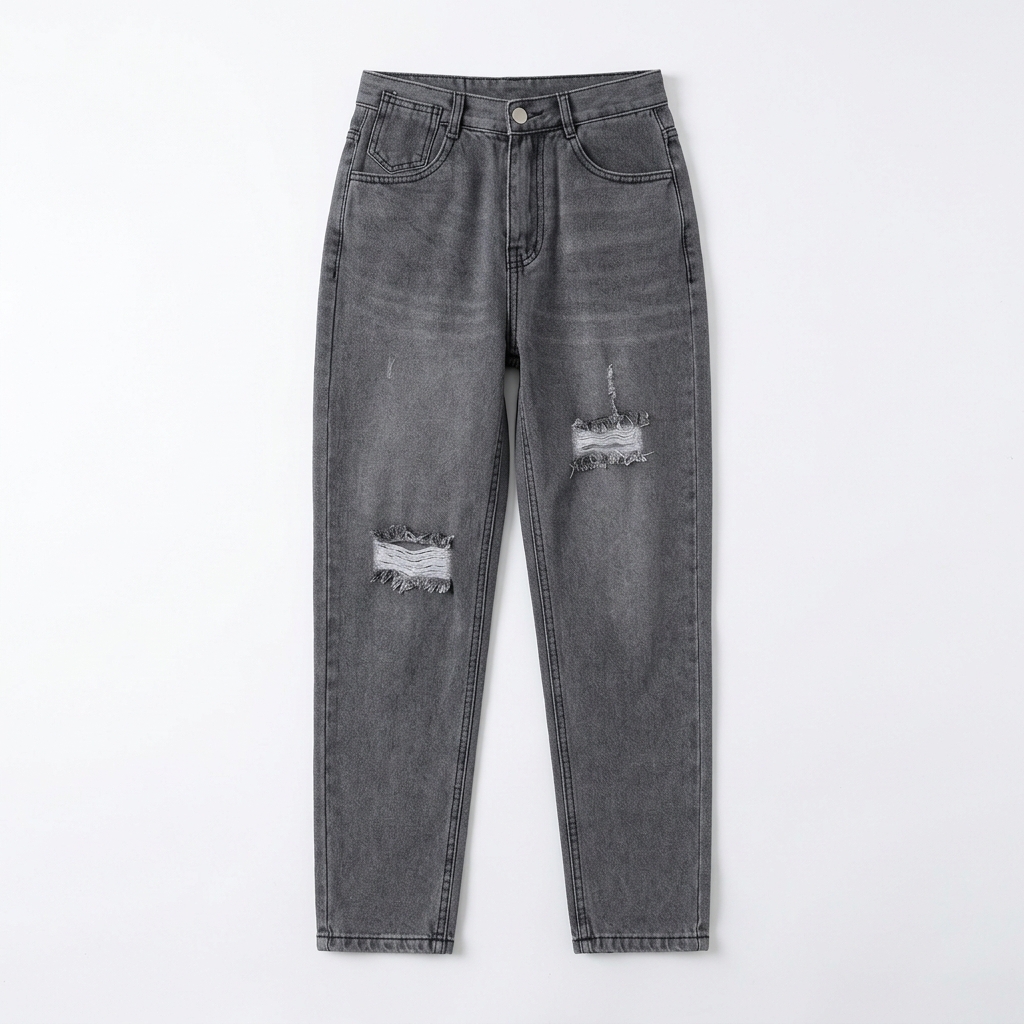 Quần jean baggy LOREN rách xám B5193