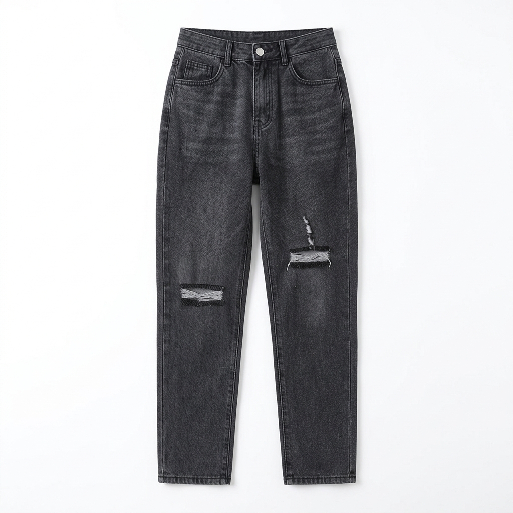 Quần jean baggy LOREN rách đen B5194