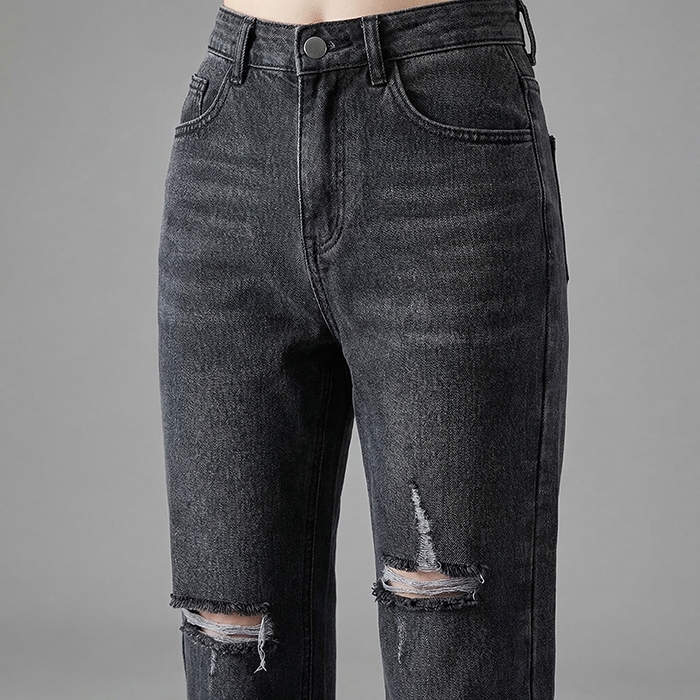 Quần jean baggy LOREN rách đen B5194