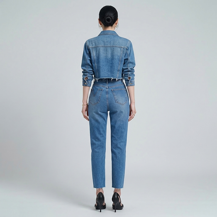 Quần jean baggy LOREN xẻ tua xanh B5388