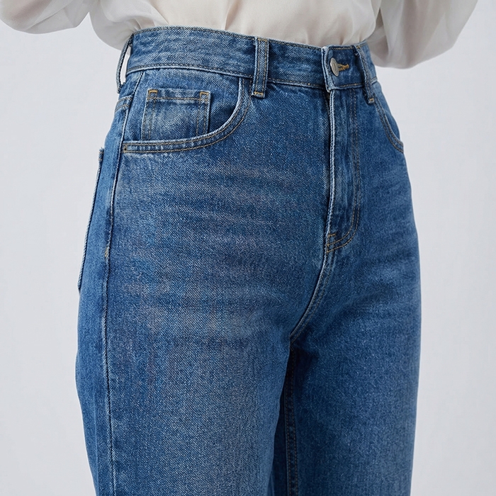 Quần jean baggy LOREN xẻ tua xanh B5388