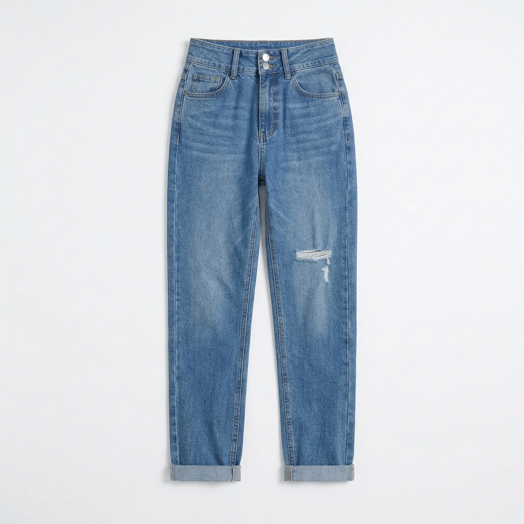 Quần jean baggy LOREN rách tua xanh B5390