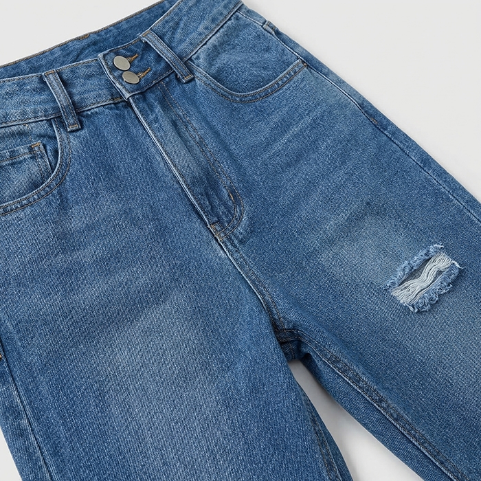 Quần jean baggy LOREN rách tua xanh B5390