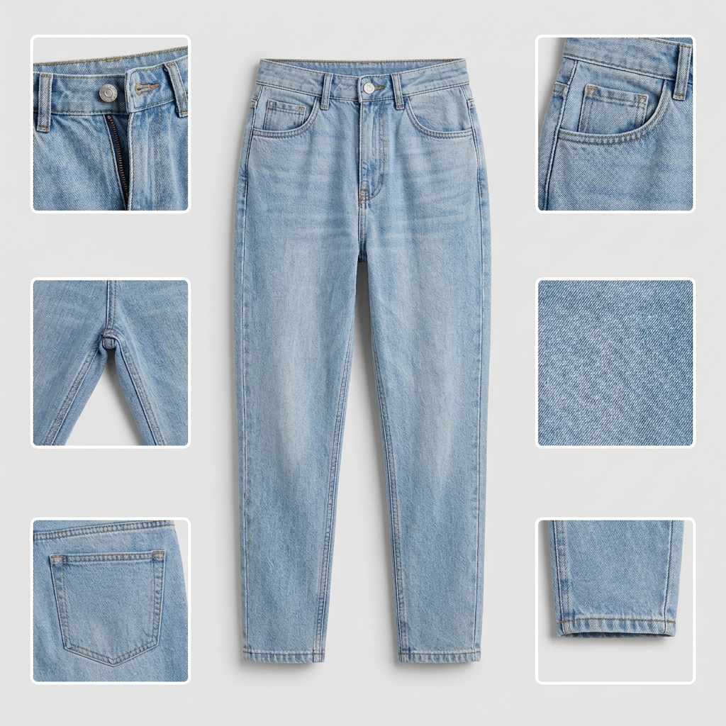 Quần jean baggy LOREN trơn xanh B5432