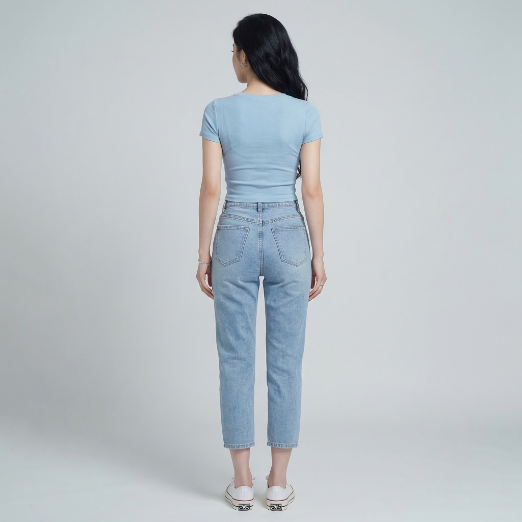 Quần jean baggy LOREN trơn xanh B5432