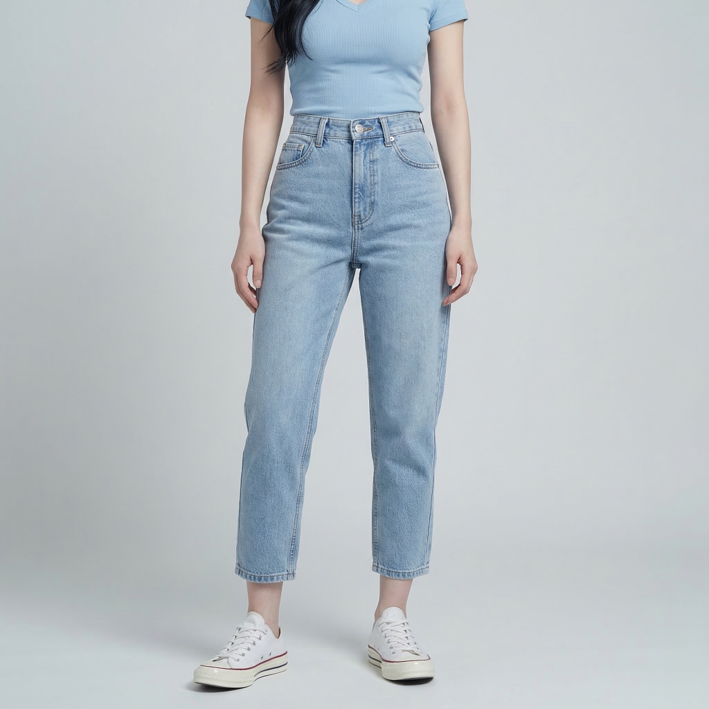 Quần jean baggy LOREN trơn xanh B5432