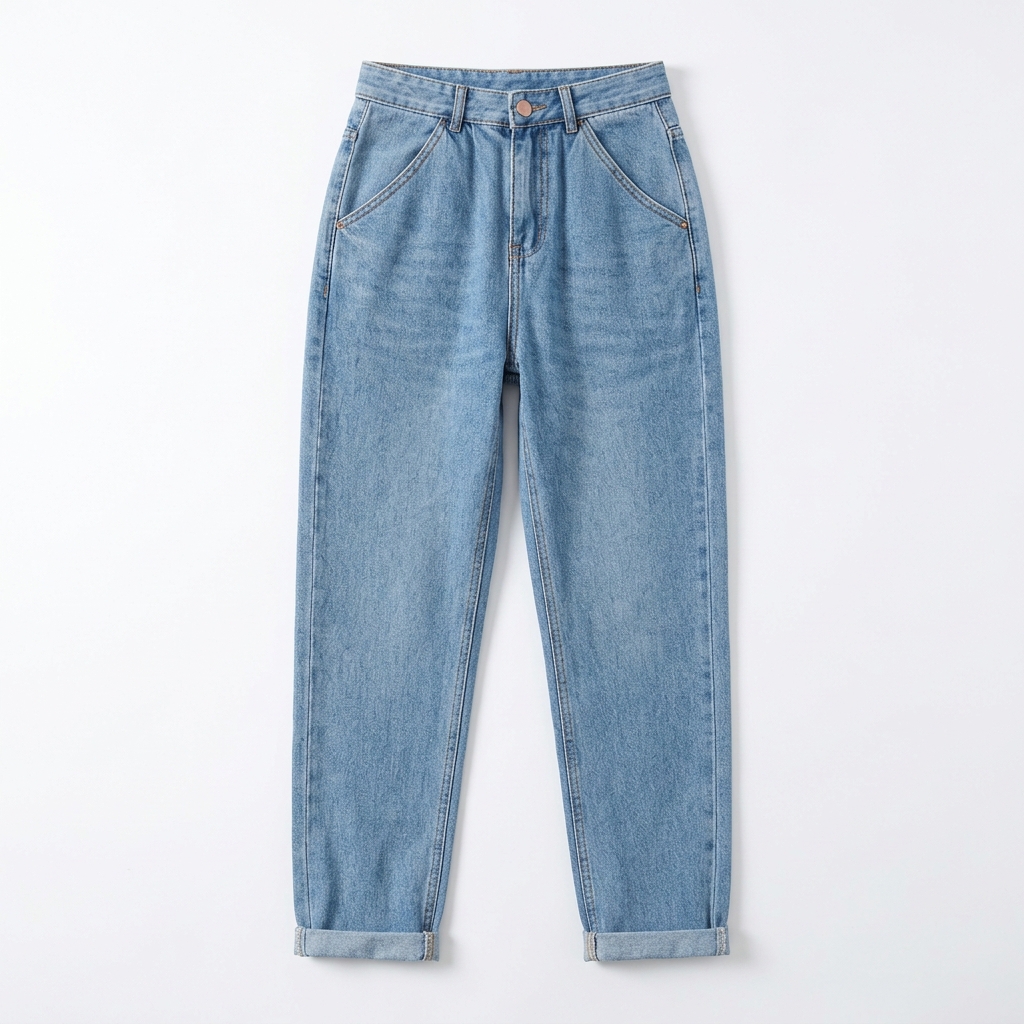 Quần jean baggy LOREN trơn tua xanh B5591