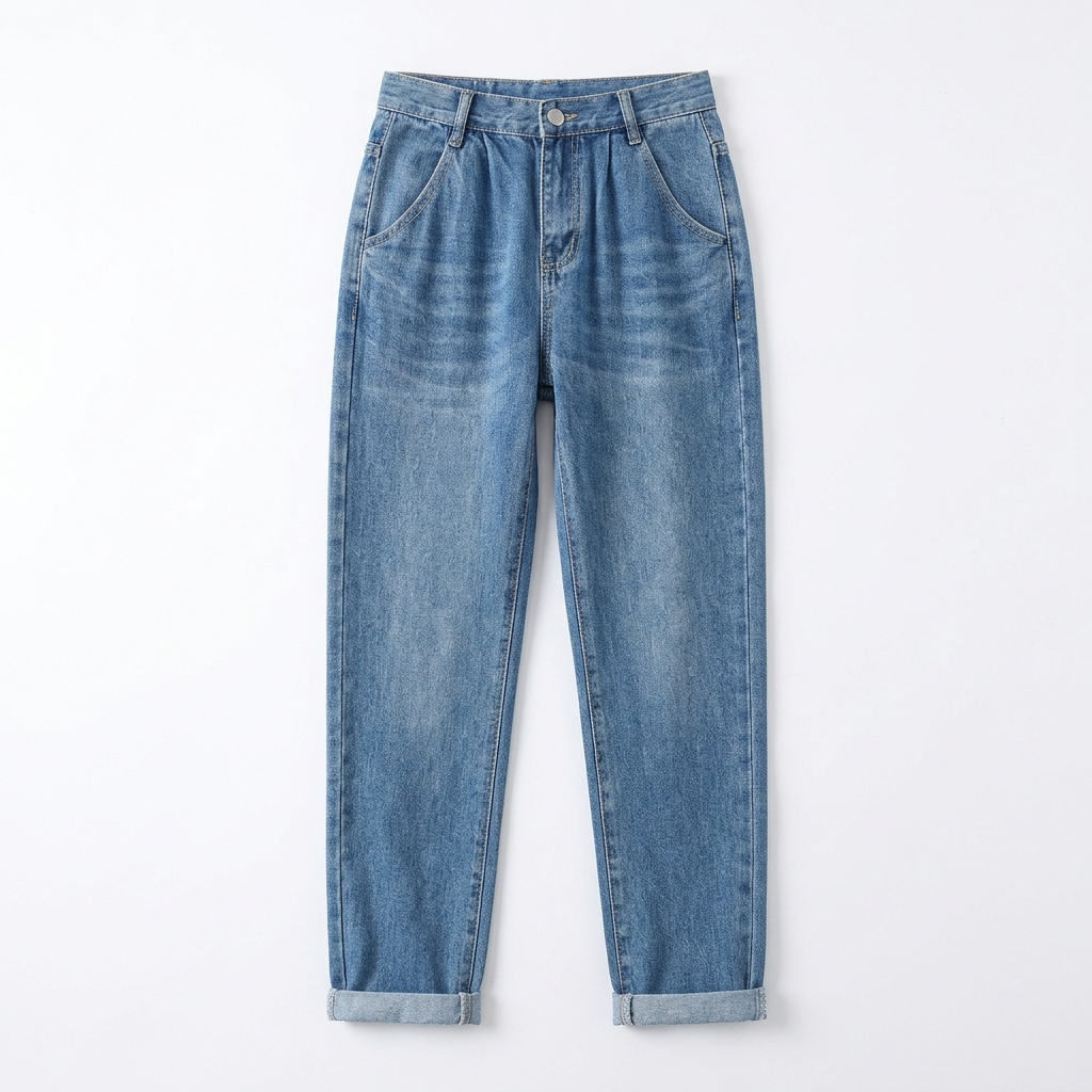 Quần jean baggy LOREN trơn tua xanh B5592