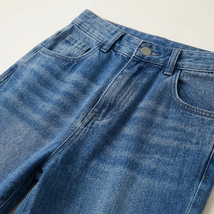 Quần jean baggy LOREN trơn tua xanh B5592
