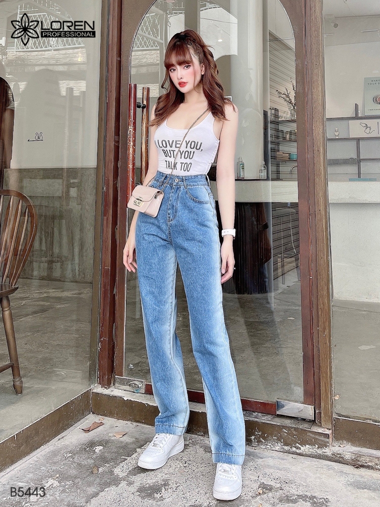 Quần jean ống rộng LOREN wash xanh B5443