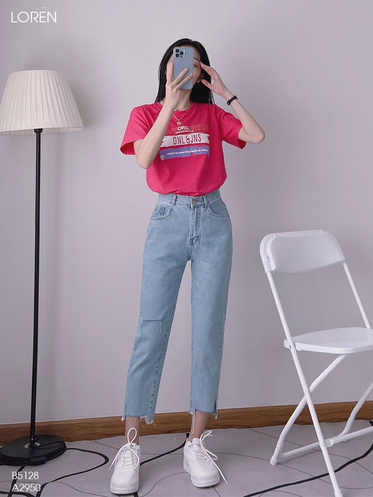 Quần jean baggy LOREN xẻ lai B5128