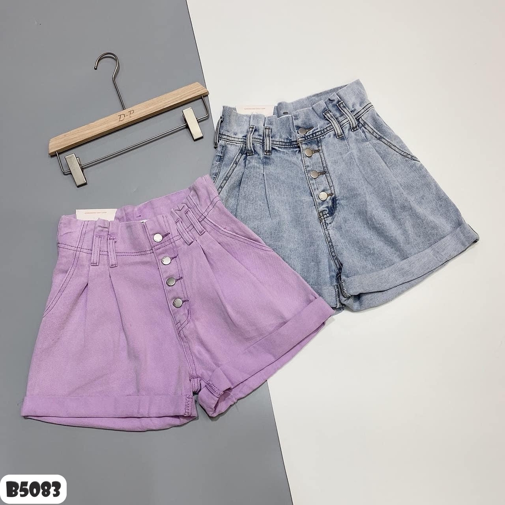 Quần kaki short nhiều nút tím B5083