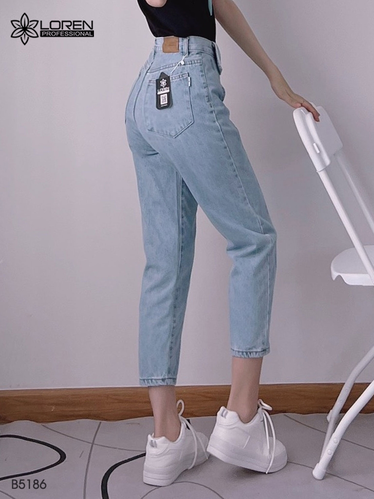 Quần jean baggy LOREN kẻ sọc xanh B5186