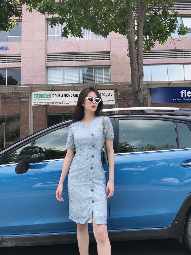 Đầm LOREN hoa cúc xanh C1133