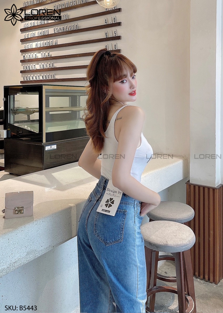 Quần jean ống rộng LOREN wash xanh B5443