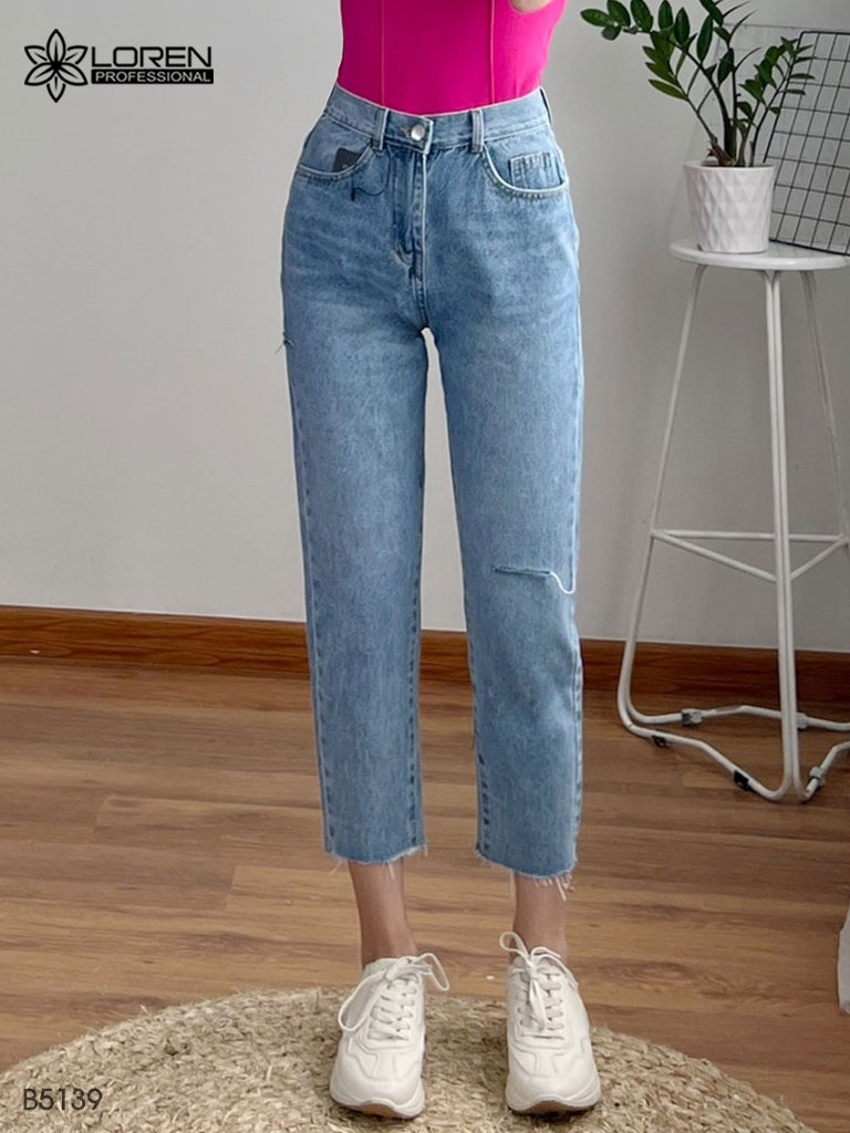 Quần jean baggy LOREN rách tua B5139