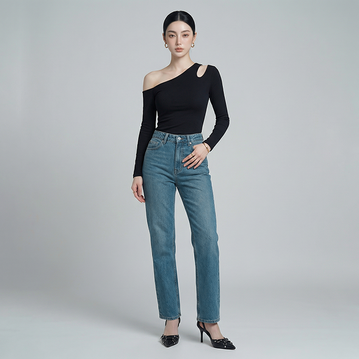 Quần Jean ống suông Nữ LOREN PT11134
