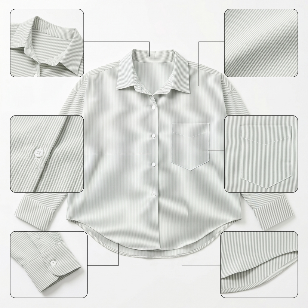 Áo sơ mi nữ form rộng LOREN cotton Oxford tối giản WASH11140
