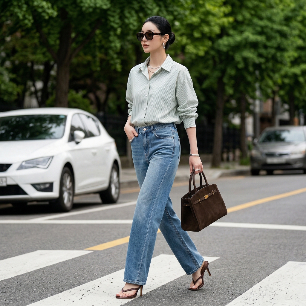 Áo sơ mi nữ form rộng LOREN cotton Oxford tối giản WASH11140
